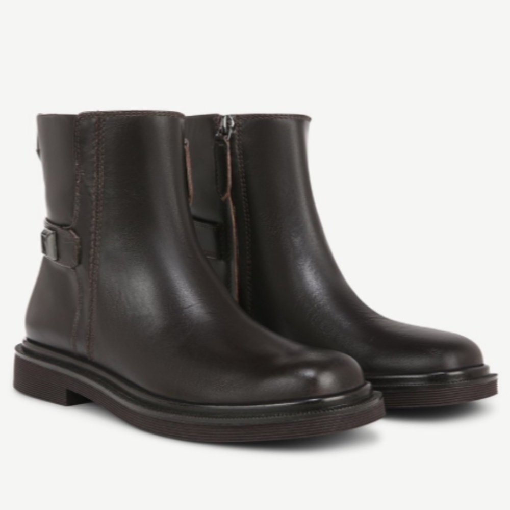 Franco Sarto Axel Ankle Boot In Dark Hickory Brown Leather